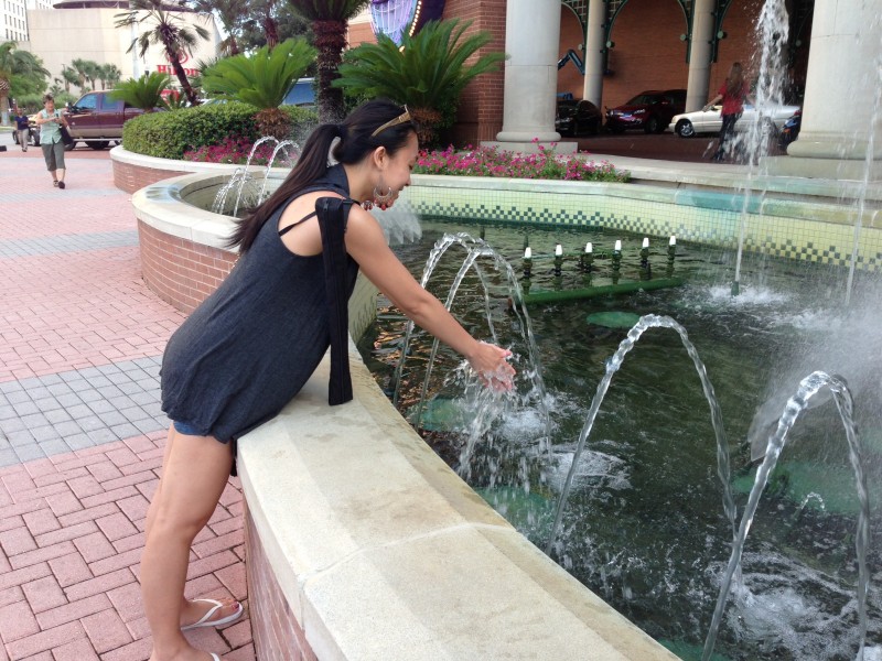 Washing my hands in their fountain outside. Stay classy, Margaret.