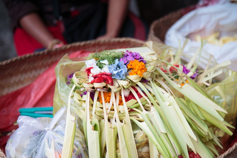 Ladies preparing morning offerings for the gods